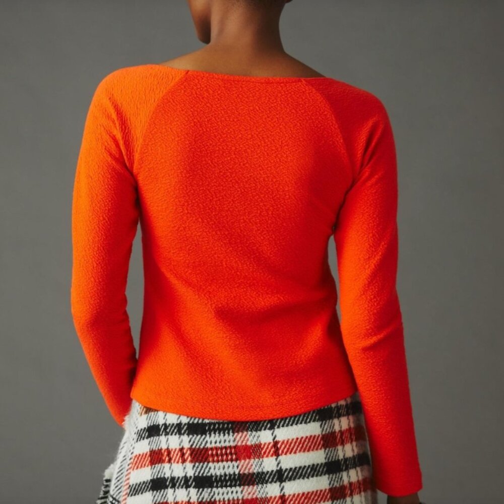 🕶 Athropologie-Maeve-Sweetheart- Women's-red/orange-Long Sleeve- Blouse-XS-NWT - Picture 7 of 9